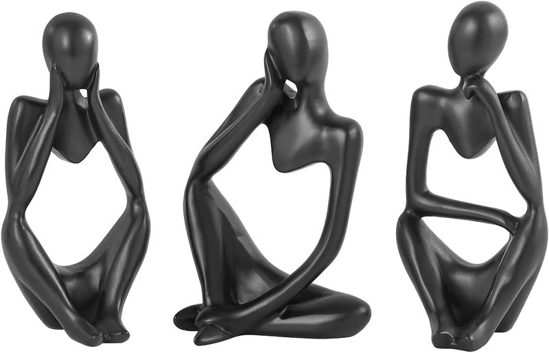 BMLCGJ Thinker Statue Gold Decor Abstract Art Sculpture, Golden Resin Collectible Figurines for Home Living Room Office Shelf Decoration,Great Gifts Ideas (Black) - Image 1